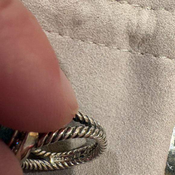 David Yurman Blue Topaz Ring with Diamonds - Size 7 - Picture 2 of 4